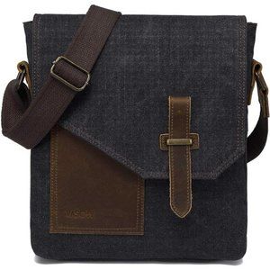 Small Messenger Bag, Vintage Canvas Leather Lightweight Crossbody Bag